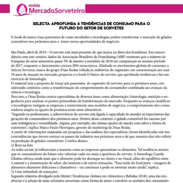 Selecta aprofunda 6 tendências de consumo para o futuro do setor de sorvetes – REVISTA MERCADO SORVETEIRO