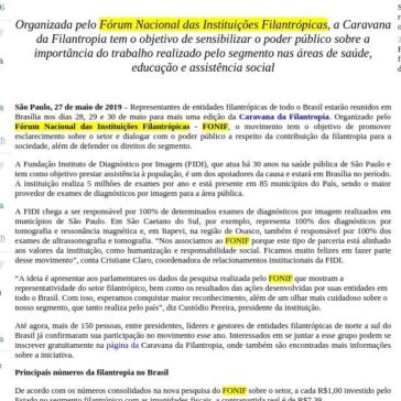 FIDI se une à entidades filantrópicas em Brasília em defesa do setor- Revista Hosp