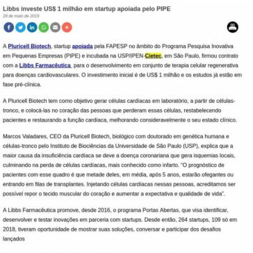Libbs investe US$ 1 milhão em startup apoiada pelo PIPE -FAPESP PESQUISA