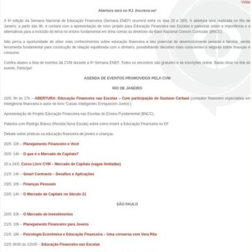 6ª Semana ENEF se aproxima com eventos sobre importância da educação financeira no desenvolvimento pessoal e familiar- Editora Roncarati