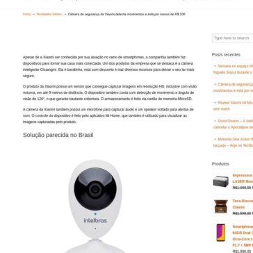 Câmera de segurança da Xiaomi detecta movimentos e está por menos de R$ 100- Infotec Computadores
