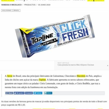 Arcor lança versões cítricas do chicle Topline – Confiteria Latam