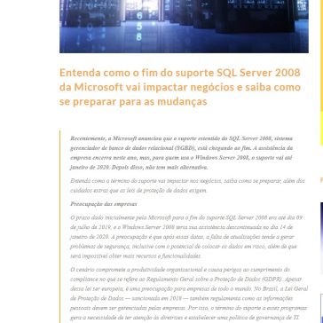 Entenda como o fim do suporte SQL Server 2008 da Microsoft vai impactar negócios e saiba como se preparar para as mudanças- MTI Tecnologia