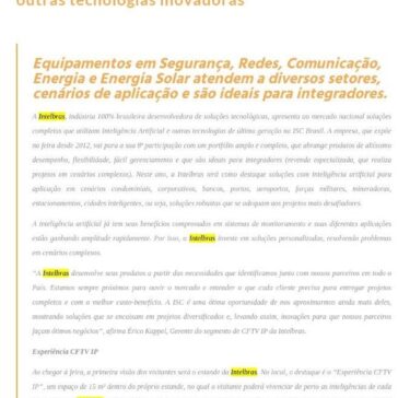ISC Brasil: Intelbras apresenta soluções completas que utilizam Inteligência Artificial e outras tecnologias inovadoras -MTI Tecnologia