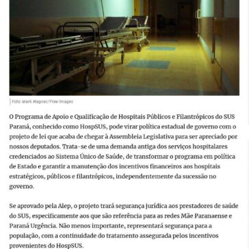 O HospSUS como política de Estado é uma necessidade para o Paraná- Gazeta do Povo (Online)