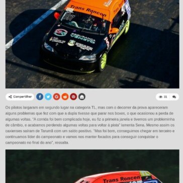 Super Turismo – CGST: Sena/Roncen conquista pódio em Tarumã- Velocidade no Sangue