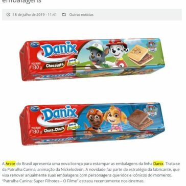 Biscoitos Danix levam Patrulha Canina para embalagens – EmbalagemMarca