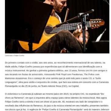 Camerata homenageia violonista e compositor Felipe Coelho dia 25, no CIC- Informe Online/SC