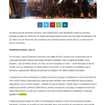 Camerata apresenta dois espetáculos na estreia da temporada de inverno na Ilha -Informe Online/SC