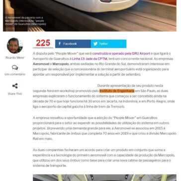 Aeromovel e Marcopolo vão disputar fornecimento do People Mover do Aeroporto de Guarulhos- Metrô CPTM