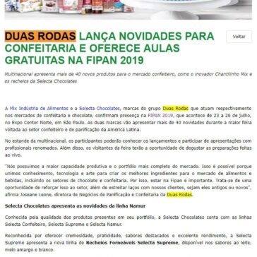 Duas Rodas lança novidades para confeitaria e oferece aulas gratuitas na Fipan 2019 – Italian Food