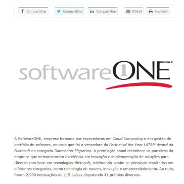 SoftwareONE vence o Partner of the Year LATAM Award da Microsoft na categoria Datacenter Migration- E-commerce News