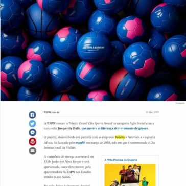 ESPN ganha prêmio internacional por campanha Inequality Balls, que combate desigualdade de gênero no esporte- ESPN Brasil