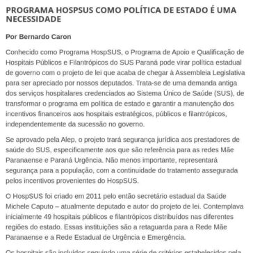 Programa HospSUS como política de estado é uma necessidade- Jornal da Manhã