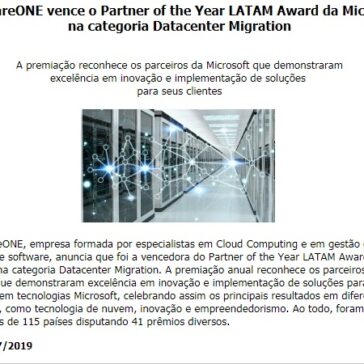 SoftwareONE vence o Partner of the Year LATAM Award da Microsoft na categoria Datacenter Migration- Call to Call