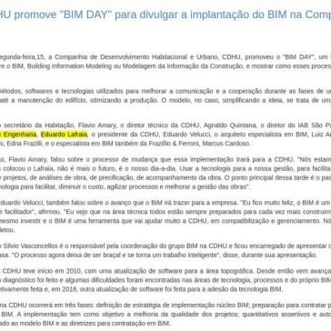CDHU promove “BIM DAY” para divulgar a implantação do BIM na Companhia- Habitação SP.gov