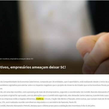 Sem incentivos, empresários ameaçam deixar SC!- Blog do Prisco