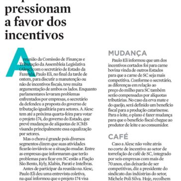 Deputados pressionam a favor dos incentivos- Diário Catarinense