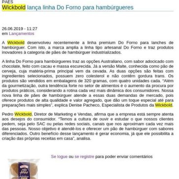 Wickbold lança linha Do Forno para hambúrgueres – Brasil Alimentos