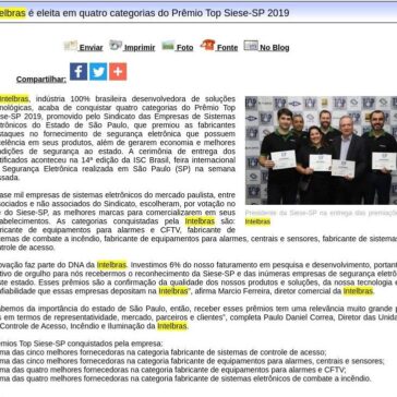 Intelbras é eleita em quatro categorias do Prêmio Top Siese-SP 2019- Difundir