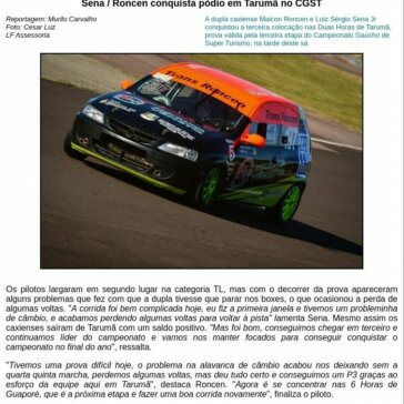 Sena / Roncen conquista pódio em Tarumã no CGST -Motor Online