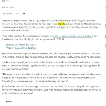 Painel S.A.: Profissionalização do futebol feminino elevará salários, diz sócio da Penalty -Folha de S. Paulo (On-line)