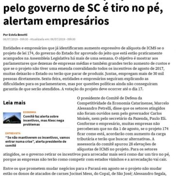 Corte de incentivos proposto pelo governo de SC é tiro no pé, alertam empresários- NSC Total
