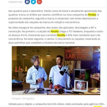 Falcão troca quadra por laboratório em nova campanha da Penalty -LanceNet