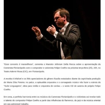 Florianópolis: Camerata apresenta concerto erudito no dia 25 de junho, no CIC -Desacato