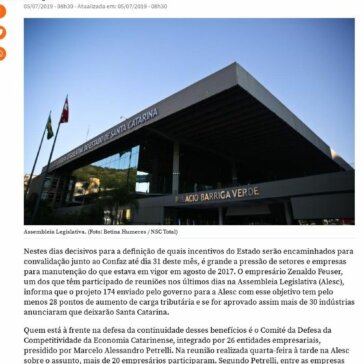Empresas pressionam Alesc e o governo para manter incentivos -NSC Total