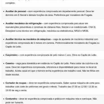 Vagas de emprego em Pelotas- Rubens Filho