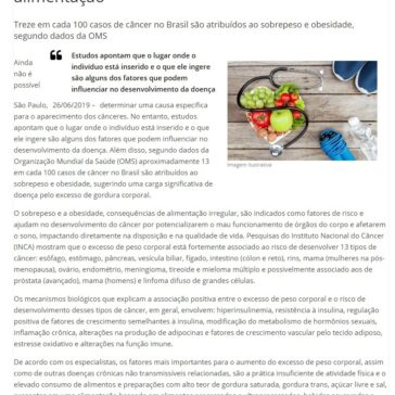 Estudos apontam relação entre o câncer e a alimentação- Jornal Jossense