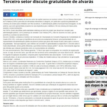 Terceiro setor discute gratuidade de alvarás -O Estado