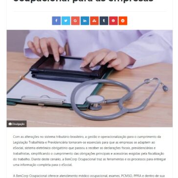 BenCorp orienta sobre as vantagens da gestão da saúde ocupacional para as empresas- Portal Patiseg