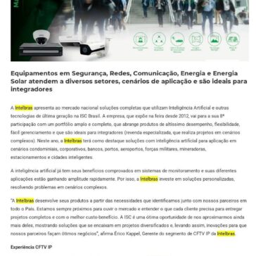 Intelbras foca em soluções ponta-a-ponta com inteligência artificial na ISC Brasil -Digital Security