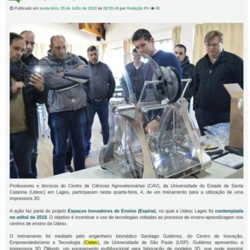 Professores e técnicos da Udesc Lages participam de treinamento para utilização de impressora 3D -Portal Revista Visão