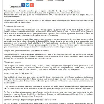 Entenda como o fim do suporte SQL Server 2008 da Microsoft vai impactar negócios e saiba como se preparar para as mudanças- Difundir