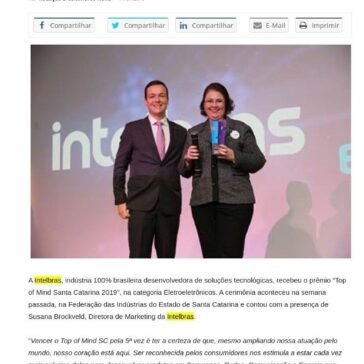 Intelbras é a vencedora do prêmio Top of Mind Santa Catarina 2019- E-Commerce News