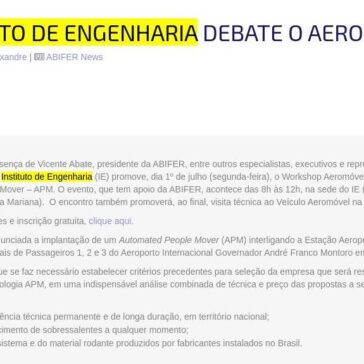 INSTITUTO DE ENGENHARIA DEBATE O AEROMÓVEL- ABIFER