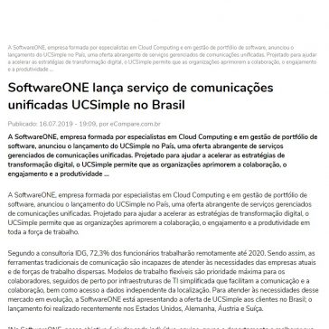 SoftwareONE lança serviço de comunicações unificadas UCSimple no Brasil- Ecompare