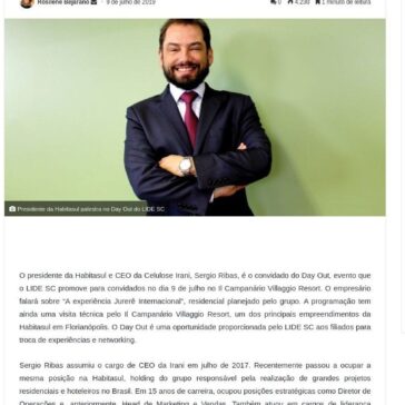 Presidente da Habitasul palestra no Day Out do LIDE SC -Ego Notícias