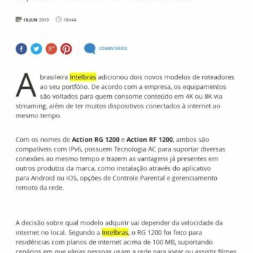 Intelbras lança novos roteadores para conexões de 100 MB ou mais -Terra