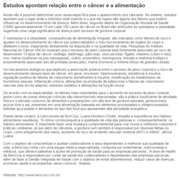 Estudos apontam relação entre o câncer e a alimentação- Fazer Como
