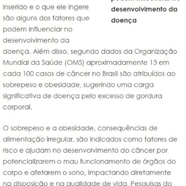 Estudos apontam relação entre o câncer e a alimentação- Valor Agregado