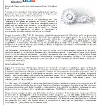 SoftwareONE lança serviço de comunicações unificadas UCSimple no Brasil- Difundir