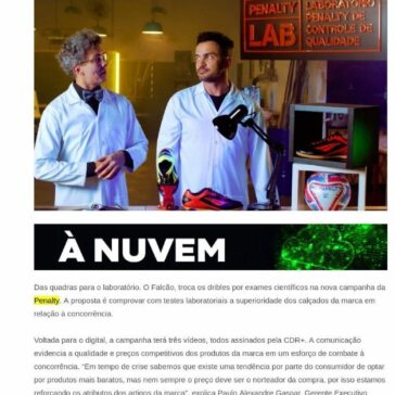 Falcão troca quadra por laboratório em nova campanha da Penalty- Grandes Nomes da Propaganda