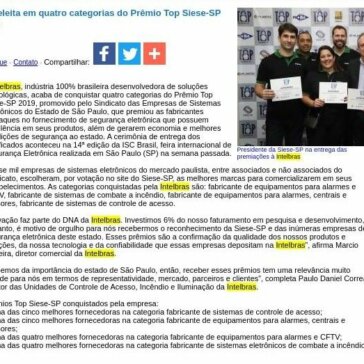 Intelbras é eleita em quatro categorias do Prêmio Top Siese-SP 2019- JorNow