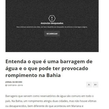 Entenda o que é uma barragem de água e o que pode ter provocado rompimento na Bahia- R7