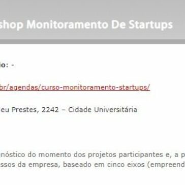 Ícone TítuloEvento :: CIETEC – Workshop Monitoramento De Startups- ABES