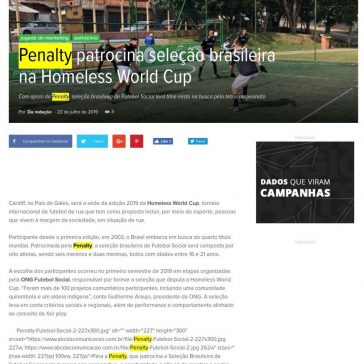 Penalty patrocina seleção brasileira na Homeless World Cup- Abc da Comunicação